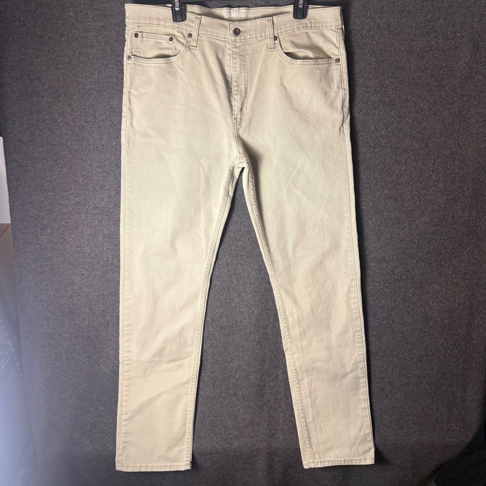Signature by Levi Strauss Mens 38x34 Tapered Khaki Pants Tan